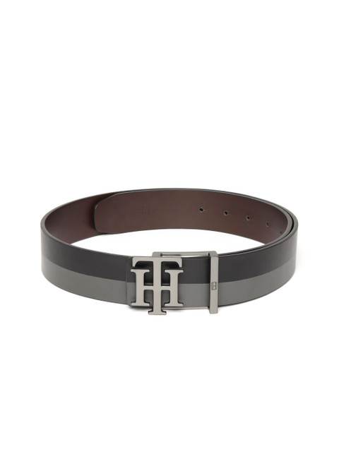 

Tommy Hilfiger Men Black & Coffee Brown Colourblocked Leather Reversible Belt