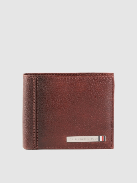 

Tommy Hilfiger Men Burgundy Solid Leather Two Fold Wallet with RFID