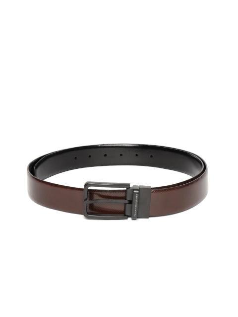 

Tommy Hilfiger Men Coffee Brown & Black Textured Leather Reversible Formal Belt