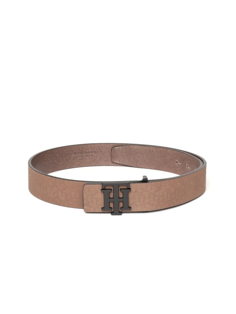 

Tommy Hilfiger Men Brown Brand Logo Textured Leather Belt