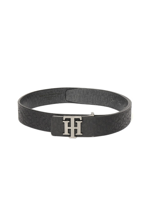 

Tommy Hilfiger Men Black Brand Logo Textured Leather Belt