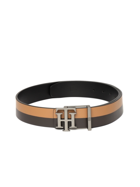 

Tommy Hilfiger Men Brown & Black Colourblocked Leather Reversible Belt