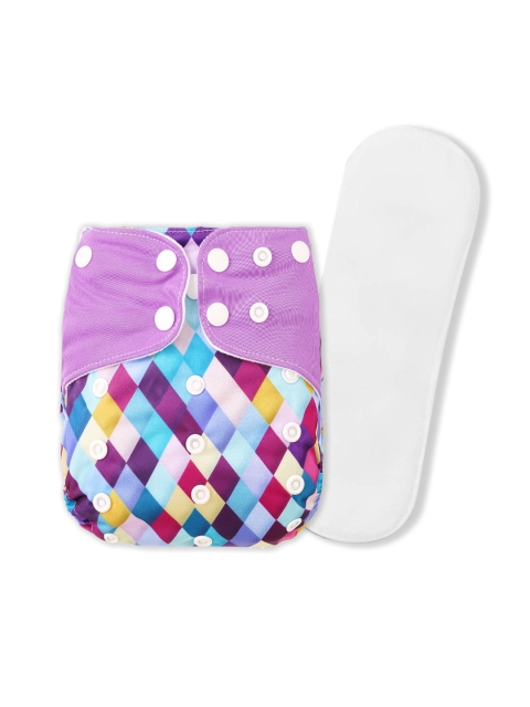 

GUCHIGU Kids Purple & Blue Printed Cloth Washable Diapers