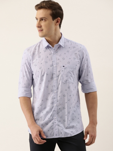 

Peter England Casuals Men Blue & Black Printed Slim Fit Casual Shirt