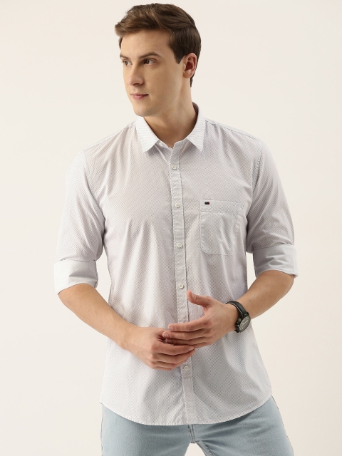 

Peter England Casuals Men White Slim Fit Printed Pure Cotton Casual Shirt