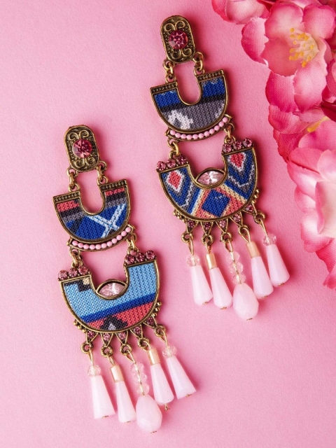 

Rubans Gold & Blue Contemporary Drop Earrings