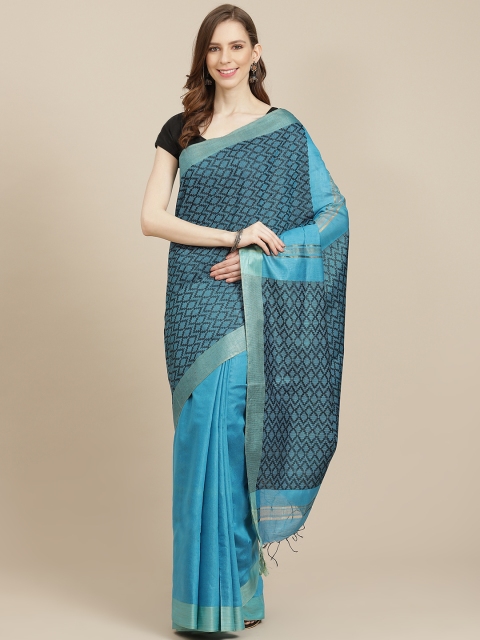 

swatika Blue Zari Bhagalpuri Saree