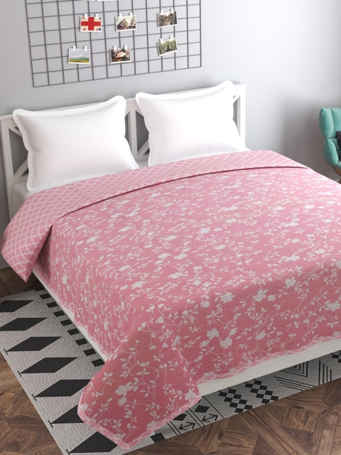 

Florida Pink & White Floral AC Room 120 GSM Double Bed Dohar