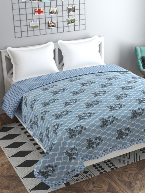 

Florida Blue & White Floral AC Room 120 GSM Double Bed Dohar