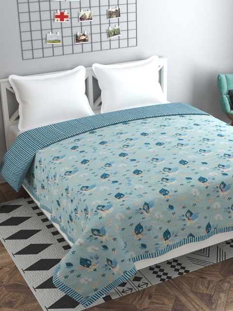 

Florida Blue & White Floral AC Room 120 GSM Double Bed Dohar
