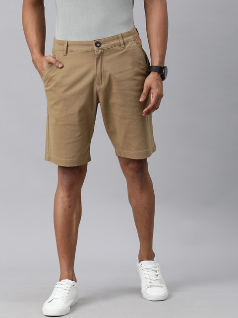 

WROGN Men Khaki Mid-Rise Chino Shorts