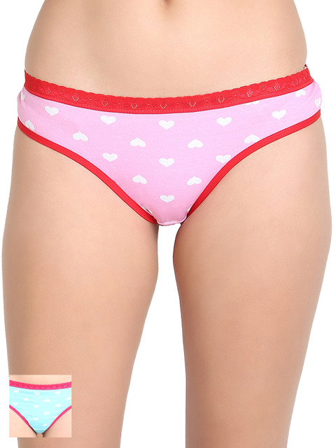 

Leading Lady Women Pack of 2 Printed Briefs LACY-THONG-2, Pink