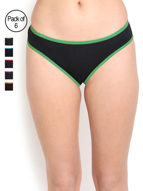

Leading Lady Women Pack of 6 Black Bikini Briefs