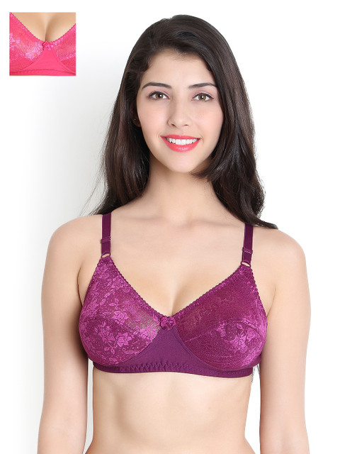 

Leading Lady Pack of 2 Full-Coverage Lace Bras, Purple