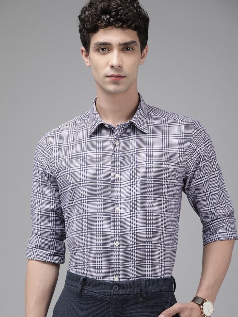 

Blackberrys Men Navy Blue India Slim Fit Tartan Checked Smart Casual Shirt