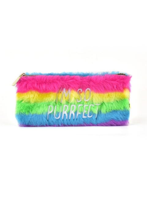 

SCOOBIES Girls Pink & Yellow Striped Purrfect Pencil Case