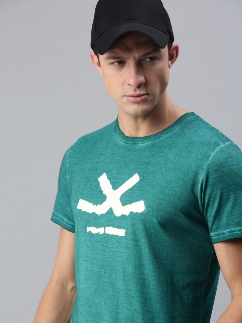 

WROGN Men Teal Green Brand Logo Printed T-shirt