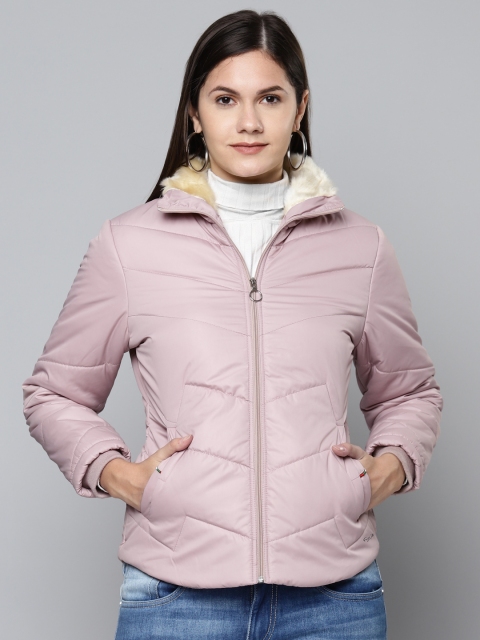 

Foreign Culture By Fort Collins Women Lavender Padded Jacket with Faux Fur Trim