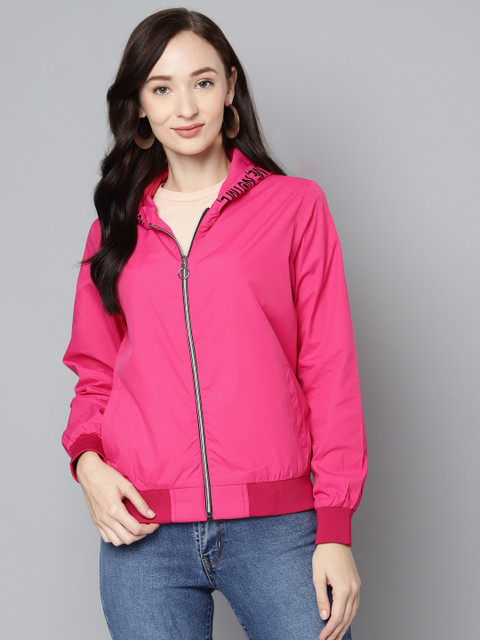 

Foreign Culture By Fort Collins Women Fuchsia Solid Bomber Jacket
