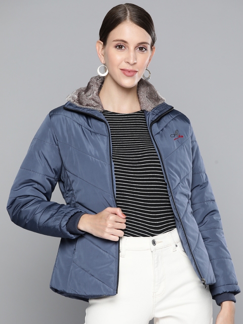 

Foreign Culture By Fort Collins Women Navy Blue Solid Padded Jacket