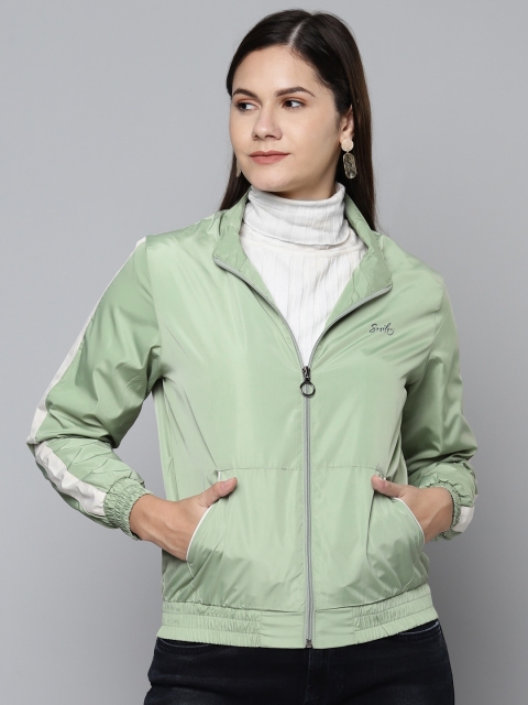 

Foreign Culture By Fort Collins Women Green Solid Bomber Jacket