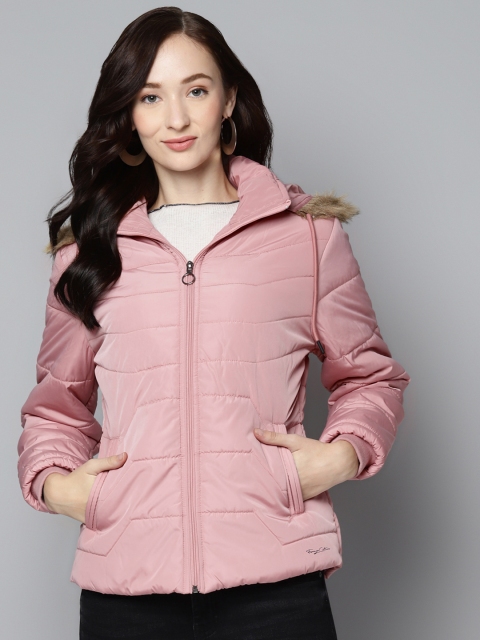 

Foreign Culture By Fort Collins Women Pink Solid Parka Jacket