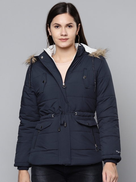 

Foreign Culture By Fort Collins Women Navy Blue Hooded Parka Jacket