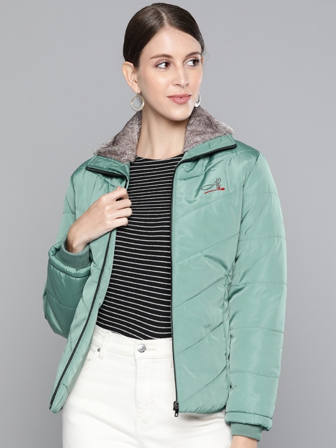 

Foreign Culture By Fort Collins Women Green Solid Padded Jacket