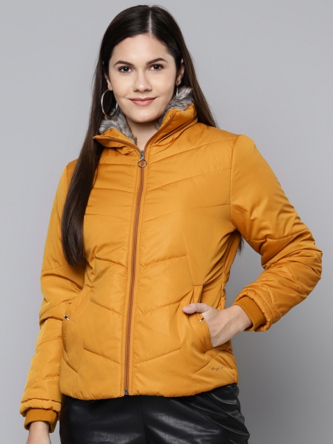 

Foreign Culture By Fort Collins Women Mustard Yellow Padded Jacket
