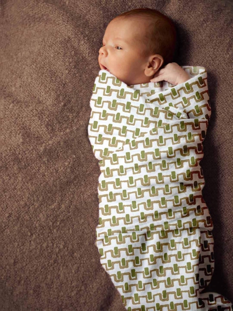 

SuperBottoms Infants Pack Of 3 Printed Sustainable Cotton Swaddle Wrap, Beige
