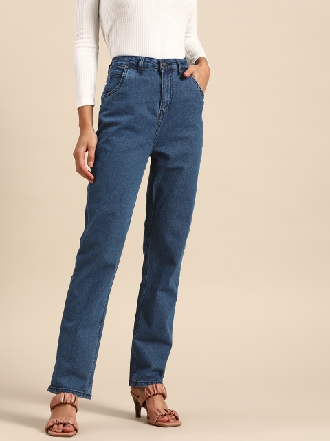

all about you Women Navy Blue Straight Fit High-Rise Stretchable Jeans