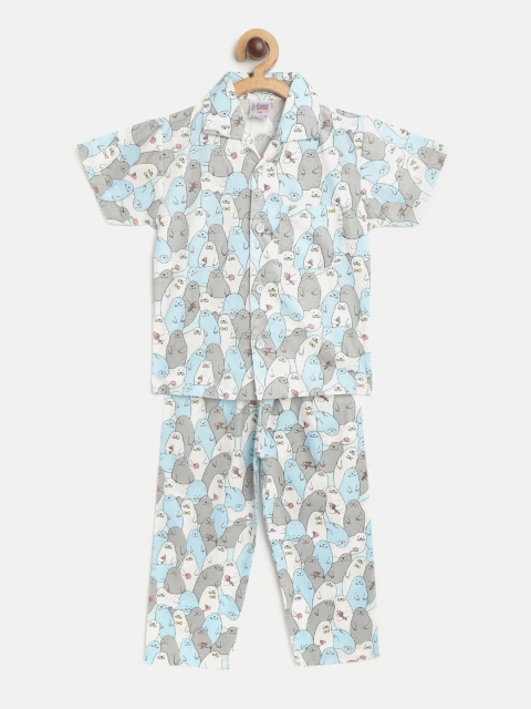 

NAUTI KIDZ Boys Blue & Grey Printed Night suit