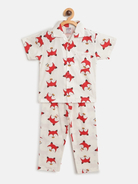 

NAUTI KIDZ Boys White & Red Printed Night suit