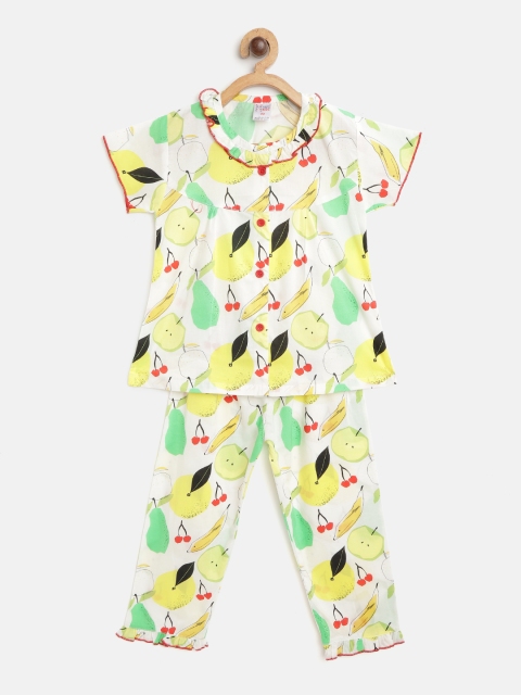 

NAUTI KIDZ Girls Multicoloured Fruits Print Pure Cotton Night suit, Multi