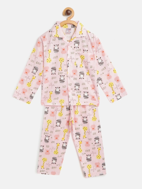 

NAUTI KIDZ Boys Pink & Grey Printed Pure Cotton Pyjamas Set, Peach