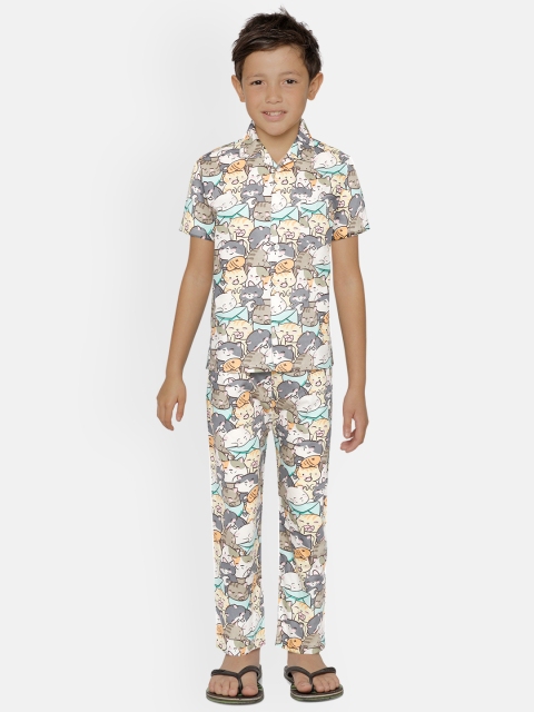 

NAUTI KIDZ Boys Multicoloured Conversational Print Pure Cotton Pyjamas Set, Multi