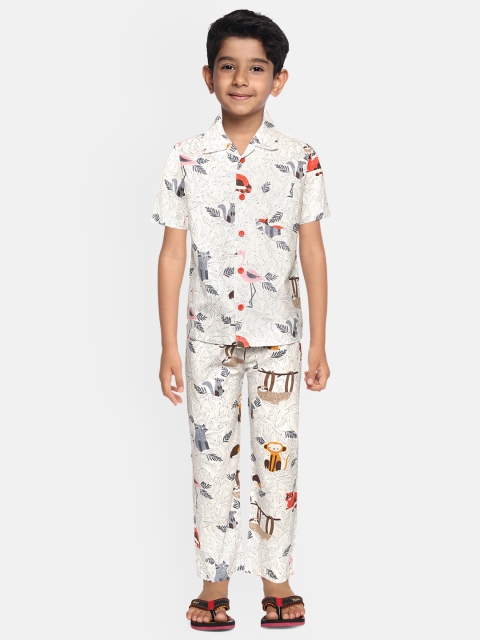 

NAUTI KIDZ Boys White Printed Night suit