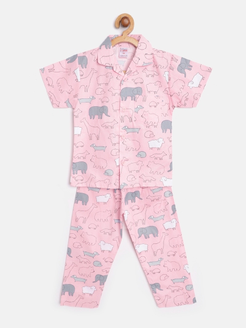 

NAUTI KIDZ Boys Pink & Grey Printed Night suit