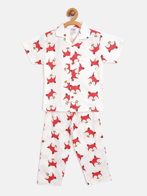 

NAUTI KIDZ Boys White & Red Printed Night suit