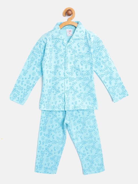 

NAUTI KIDZ Boys Blue Printed Pure Cotton Pyjamas Set
