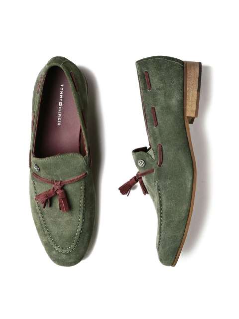 

Tommy Hilfiger Men Olive Green Suede Loafers
