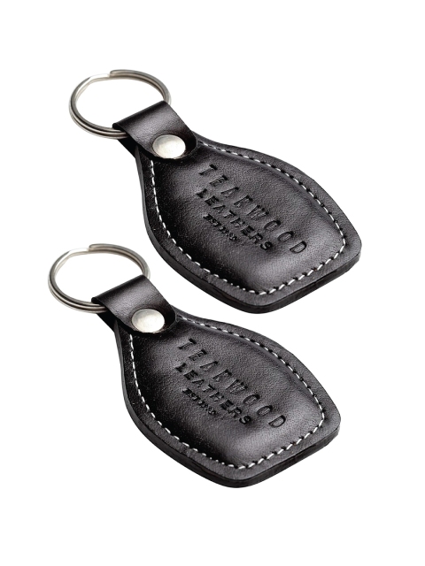 

Teakwood Leathers Set of 2 Black Solid Leather Key Chains