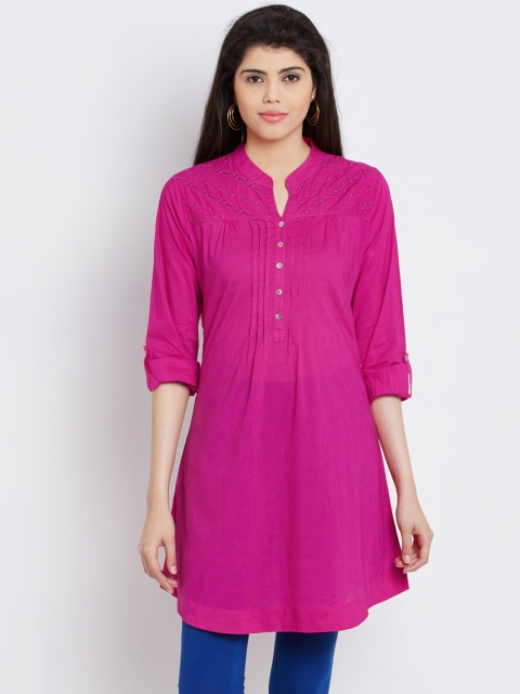 

Rangriti Women Pink Yoke Design A-Line Kurta