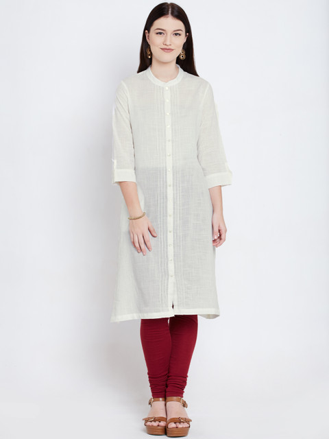 

Rangriti Women Off-White Semi-Sheer A-Line Kurta