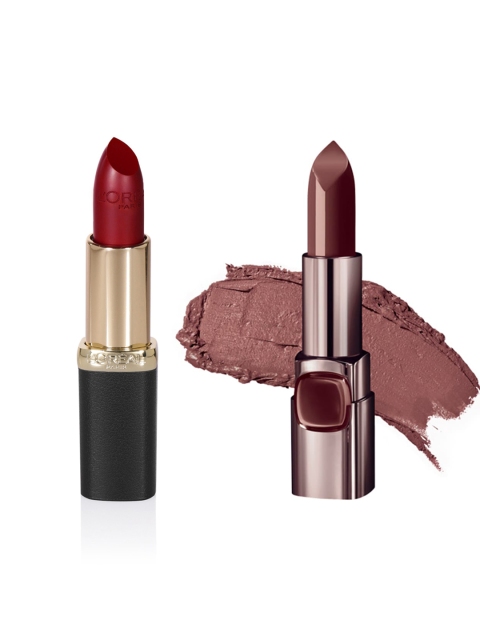 

L'Oreal Paris Set Of 2 Color Riche Moist Matte Lipstick - Beige Couture & Crimson En Scene, Red