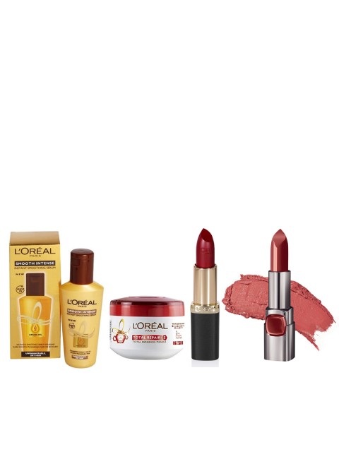 

LOreal Paris Color Riche Moist Matte Lipsticks With Hair Serum and Masque, Brown