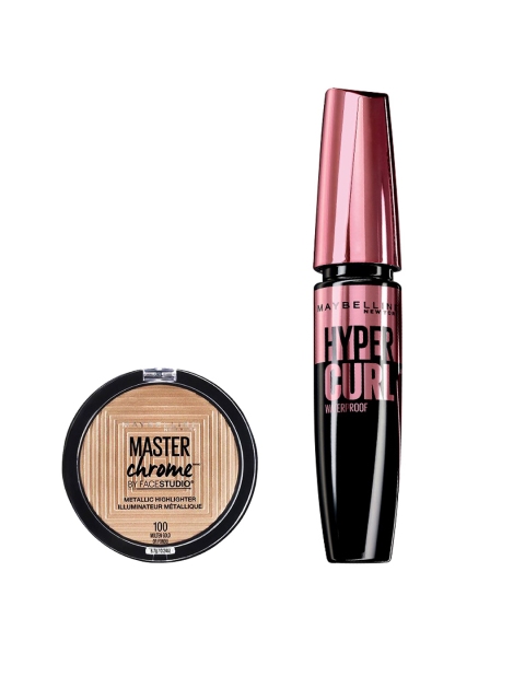 

Maybelline New York Metallic Highlighter With Hypercurl Waterproof Mascara, Gold