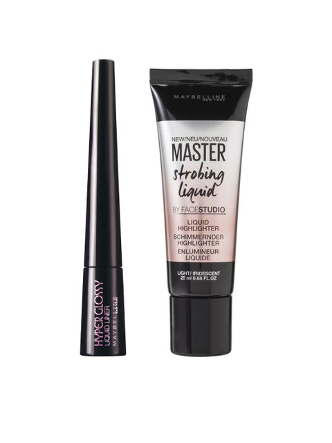 

Maybelline Hyper Glossy Liquid Liner & Face Studio Master Strobing Liquid Highlighter, Nude