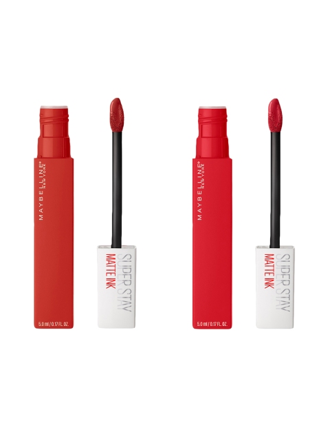 

Maybelline New York Super Stay Set Of 2 Matte Ink Liquid Lipstick, Red