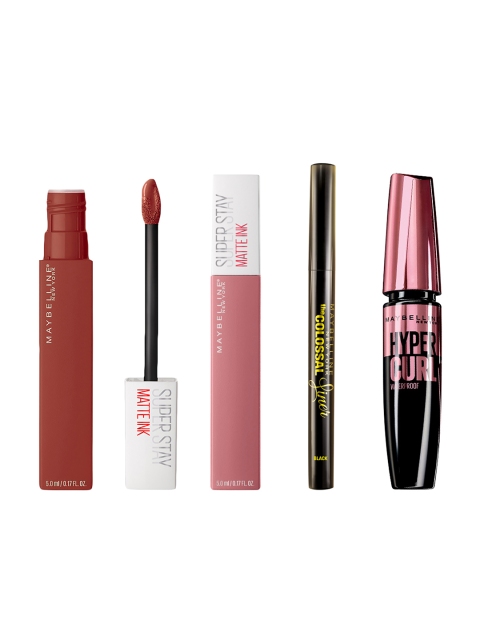 

Maybelline New York Set Of Waterproof Mascara- Colossal Liner- Matte Ink Liquid Lipstick, Pink